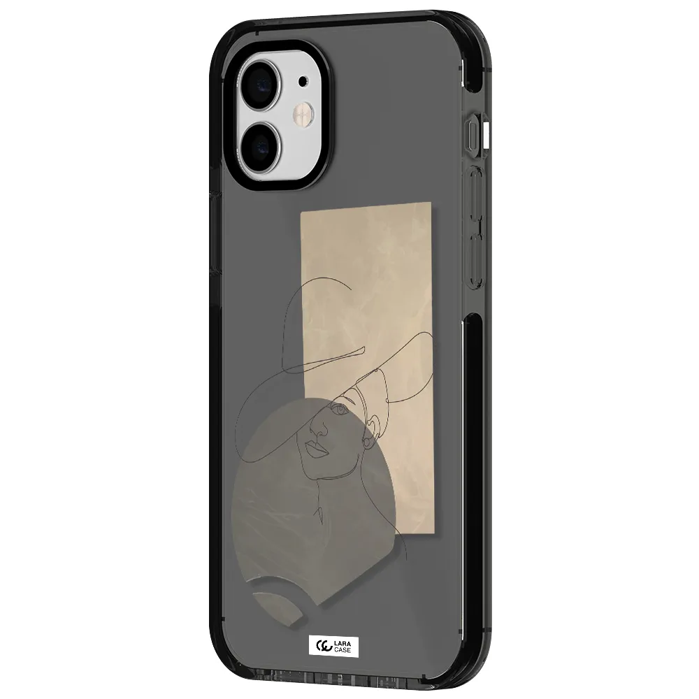 The Lady In The Hat Line Art Apple iPhone 11 impact Smoke Black Case