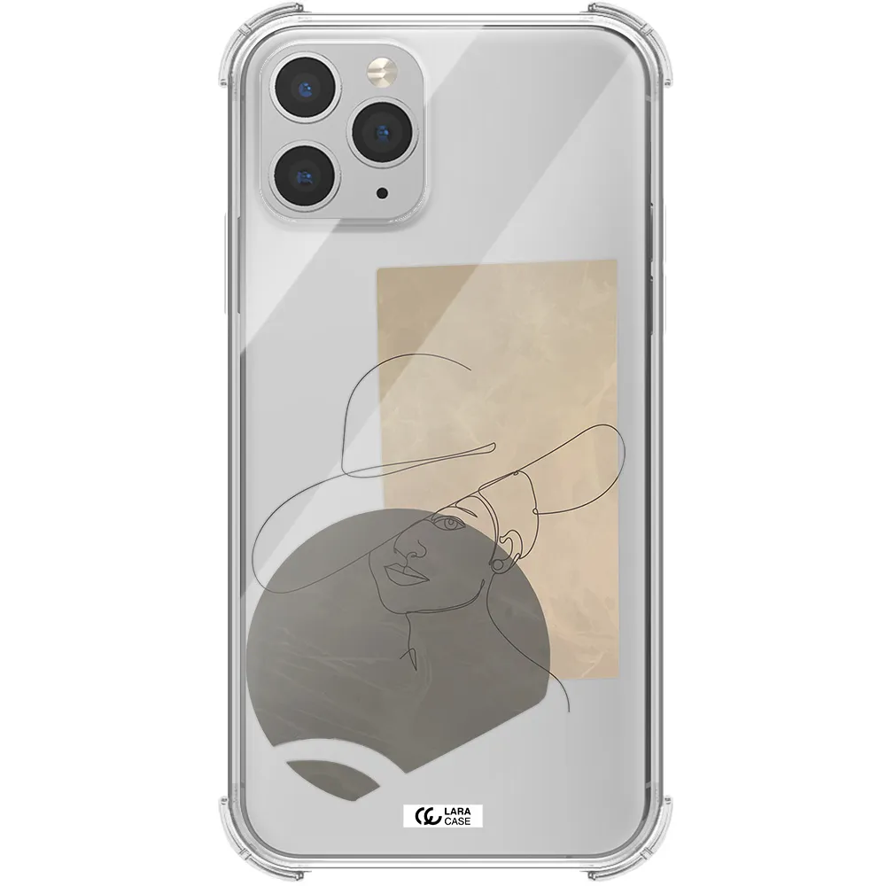 The Lady In The Hat Line Art Apple iPhone 11 pro Clear PC Case