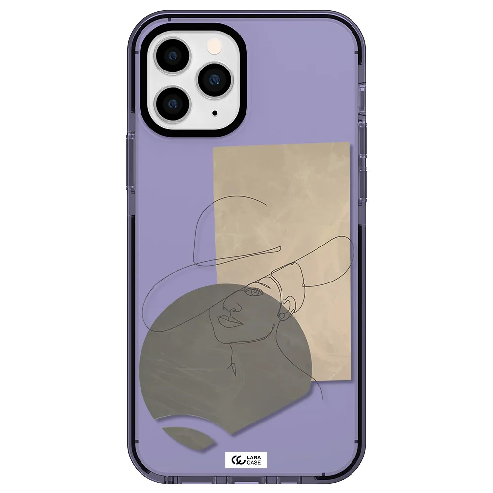 The Lady In The Hat Line Art Apple iPhone 11 pro impact Lilac Case