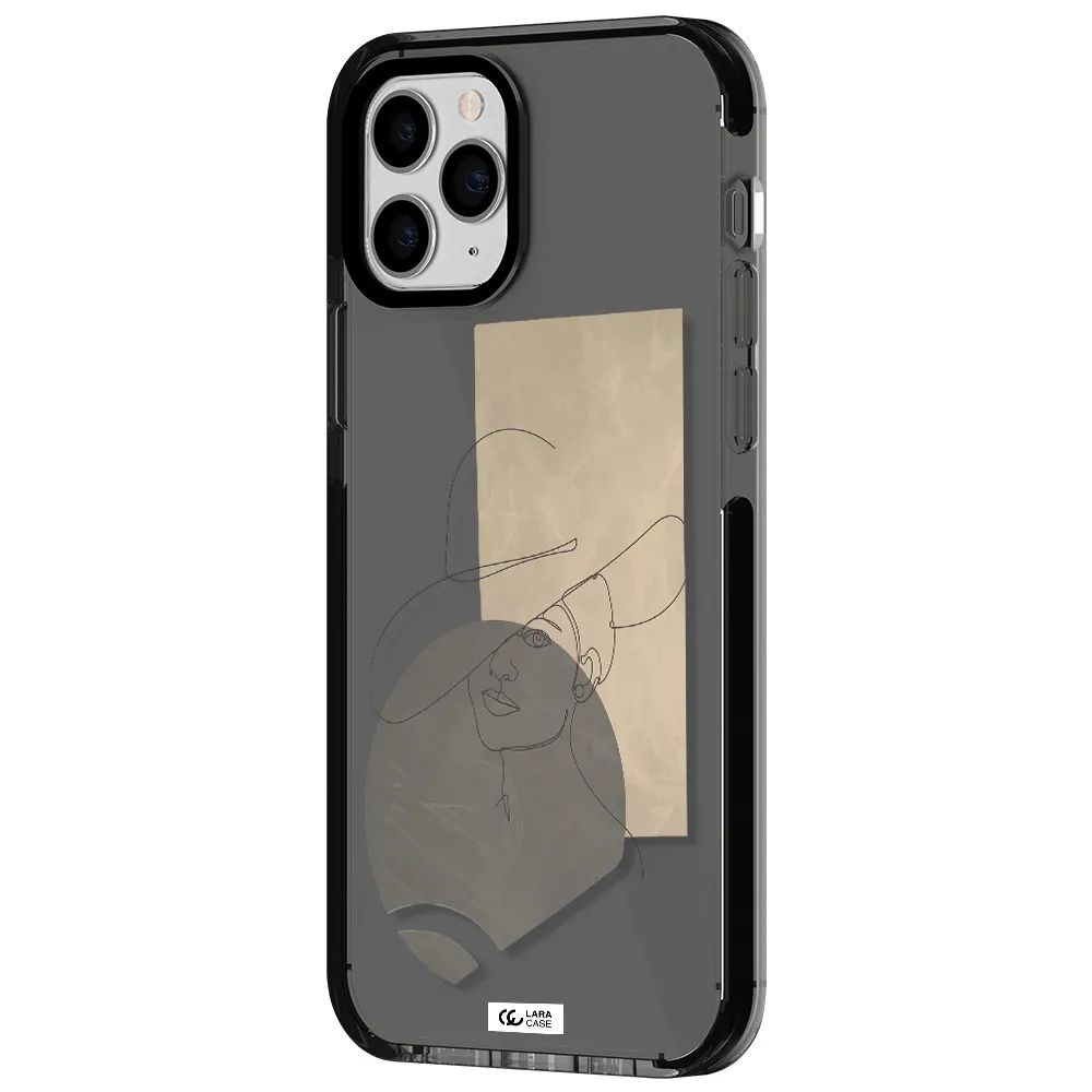 The Lady In The Hat Line Art Apple iPhone 11 pro impact Smoke Black Case