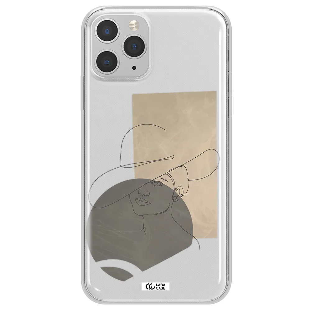 The Lady In The Hat Line Art Apple iPhone 11 pro max Clear TPU Case