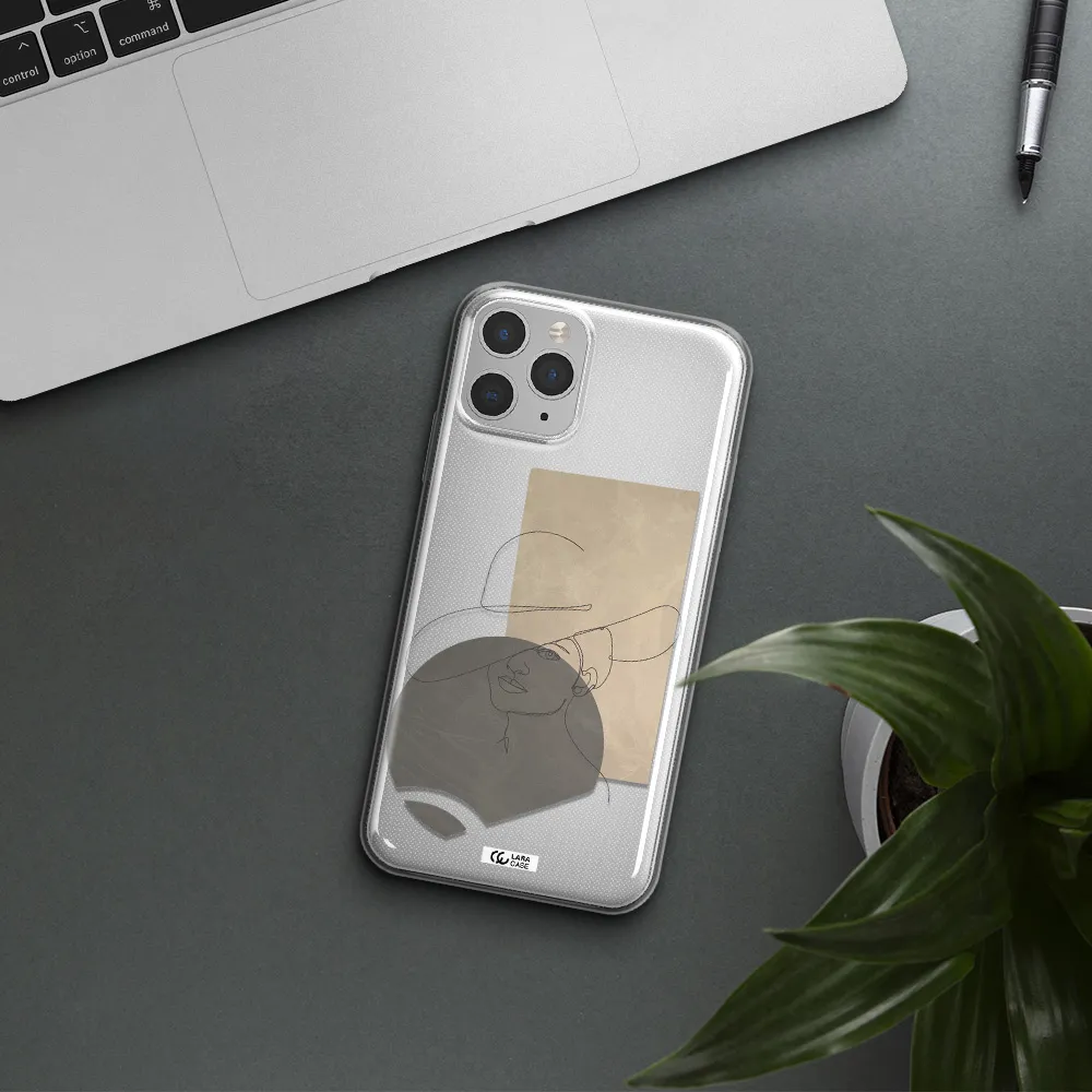 The Lady In The Hat Line Art Apple iPhone 11 pro max Clear TPU Case