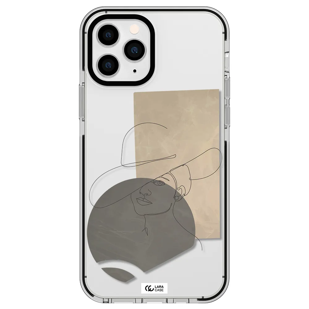 The Lady In The Hat Line Art Apple iPhone 11 pro max impact black border Case