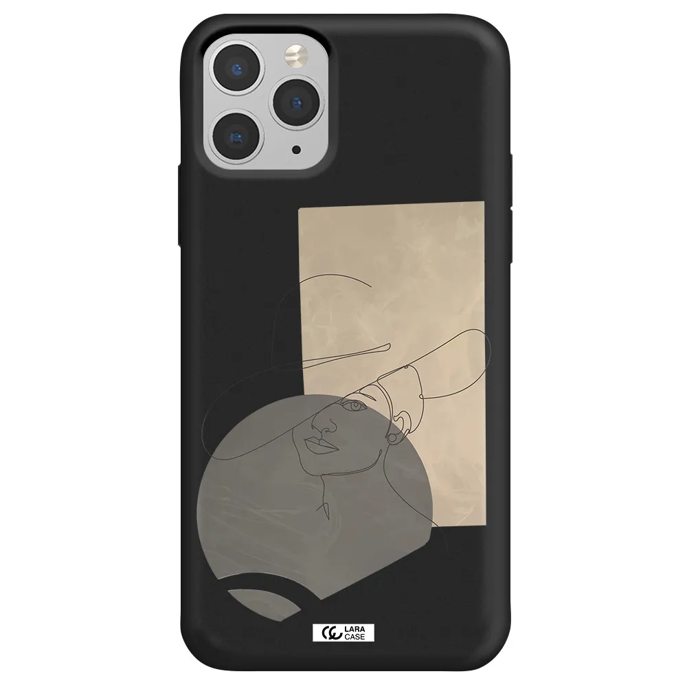 The Lady In The Hat Line Art Apple iPhone 11 pro max Silicone black Case
