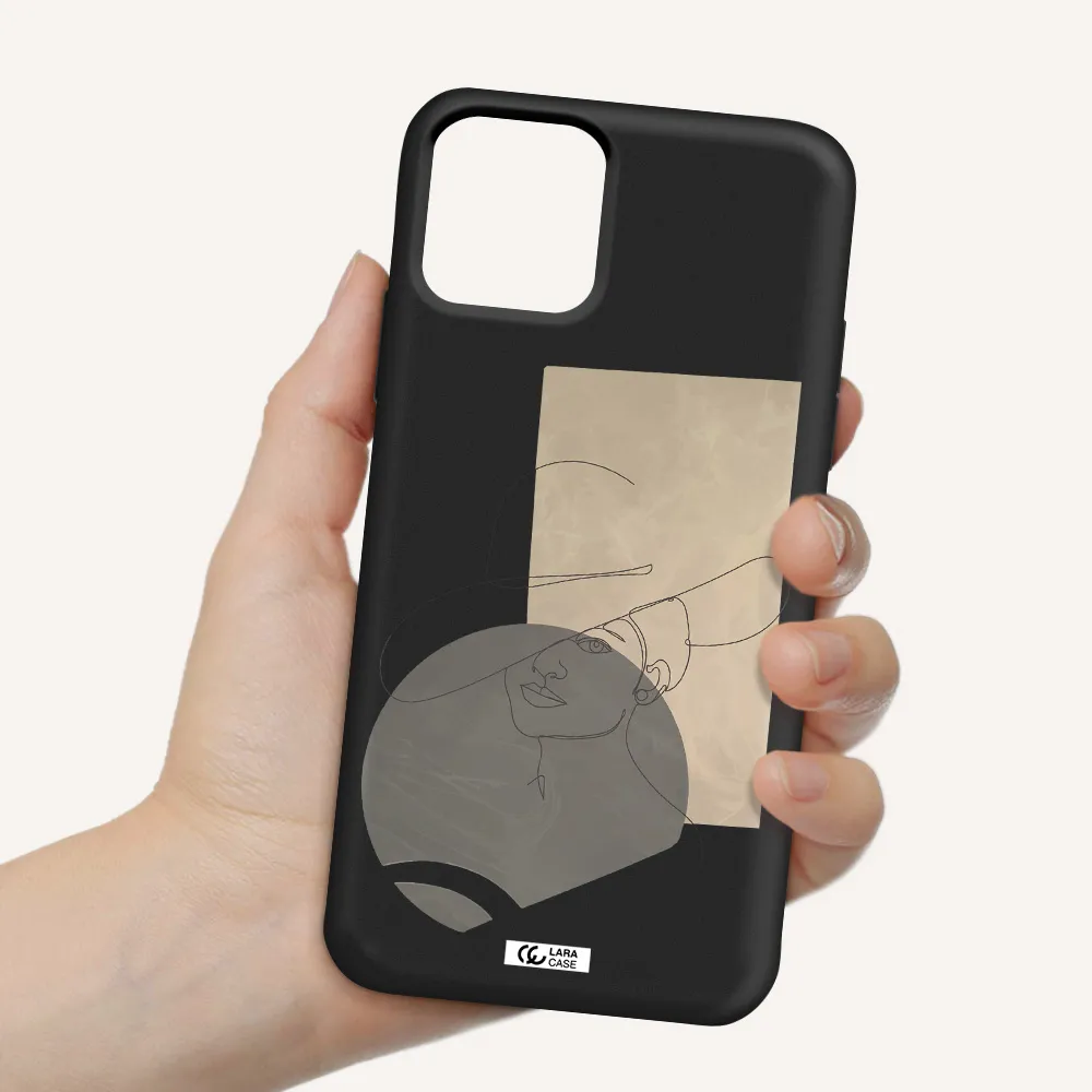 The Lady In The Hat Line Art Apple iPhone 11 pro max Silicone black Case