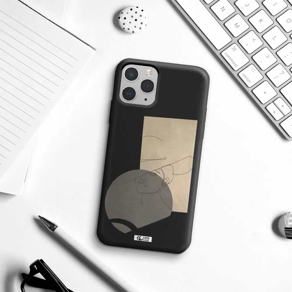 The Lady In The Hat Line Art Apple iPhone 11 pro max Silicone black Case