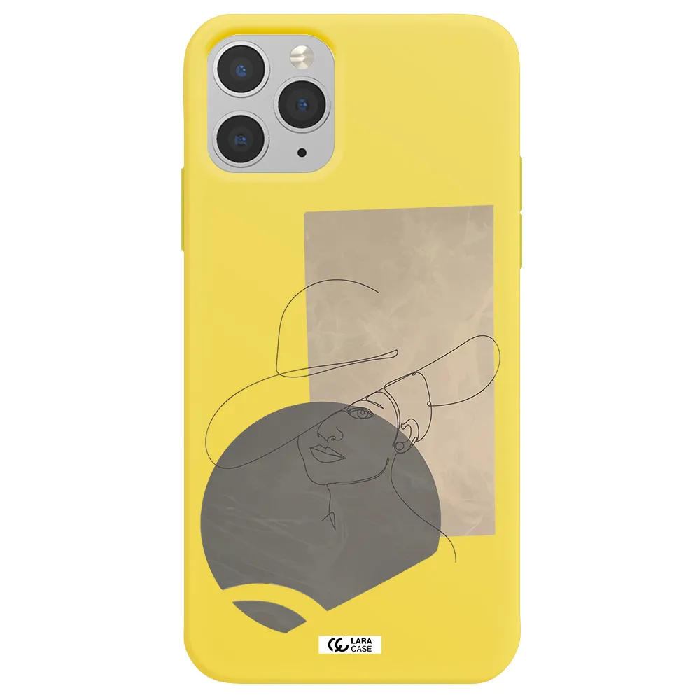 The Lady In The Hat Line Art Apple iPhone 11 pro max Silicone canary yellow Case