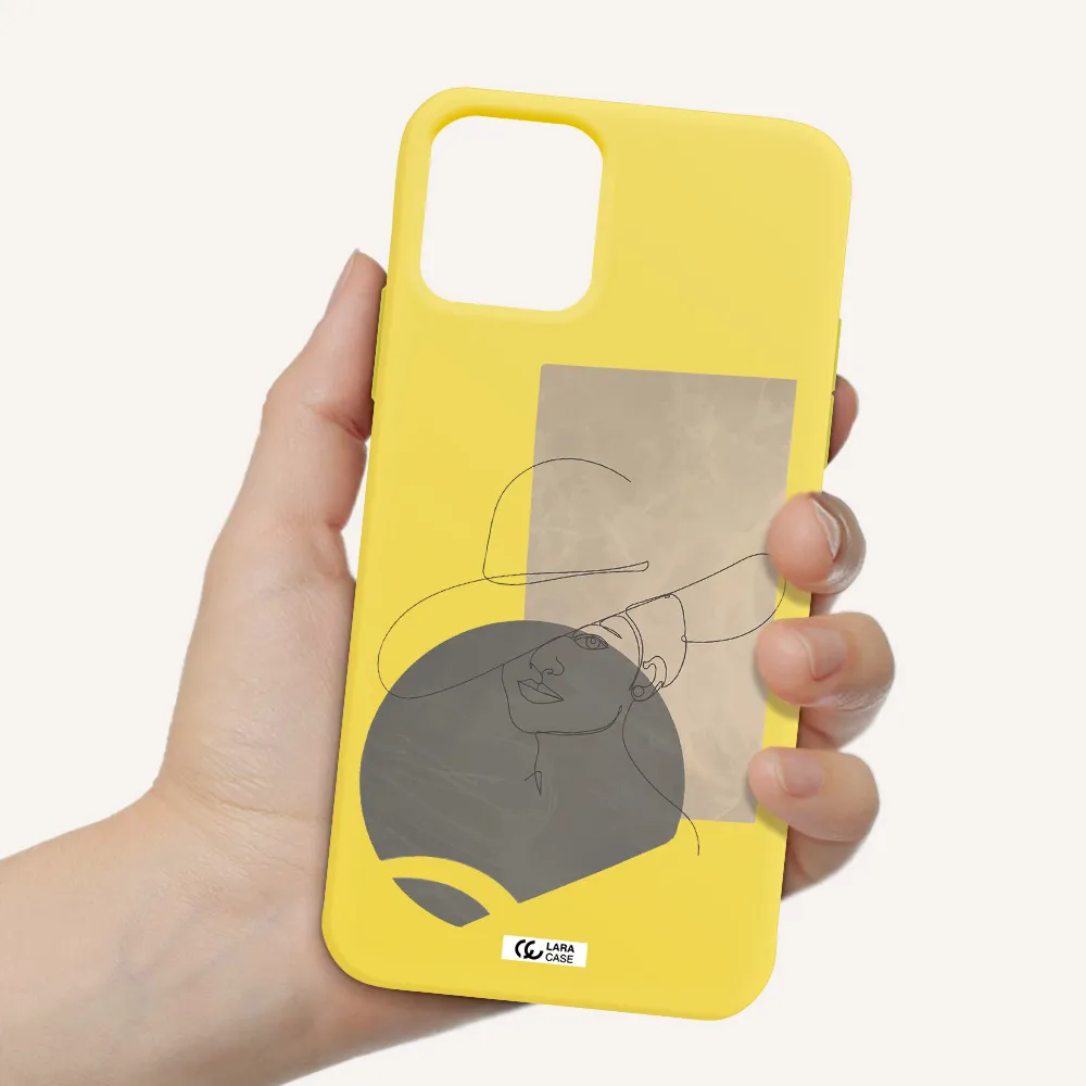 The Lady In The Hat Line Art Apple iPhone 11 pro max Silicone canary yellow Case