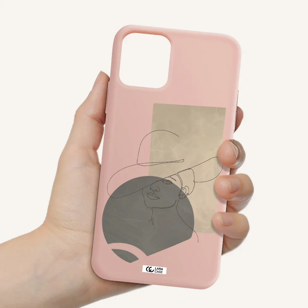 The Lady In The Hat Line Art Apple iPhone 11 pro max Silicone pastel pink Case