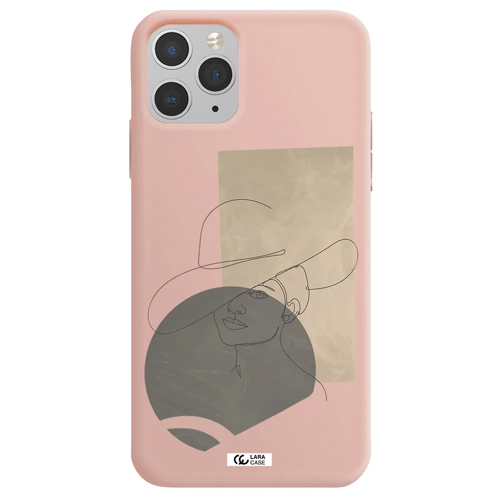 The Lady In The Hat Line Art Apple iPhone 11 pro Silicone pastel pink Case