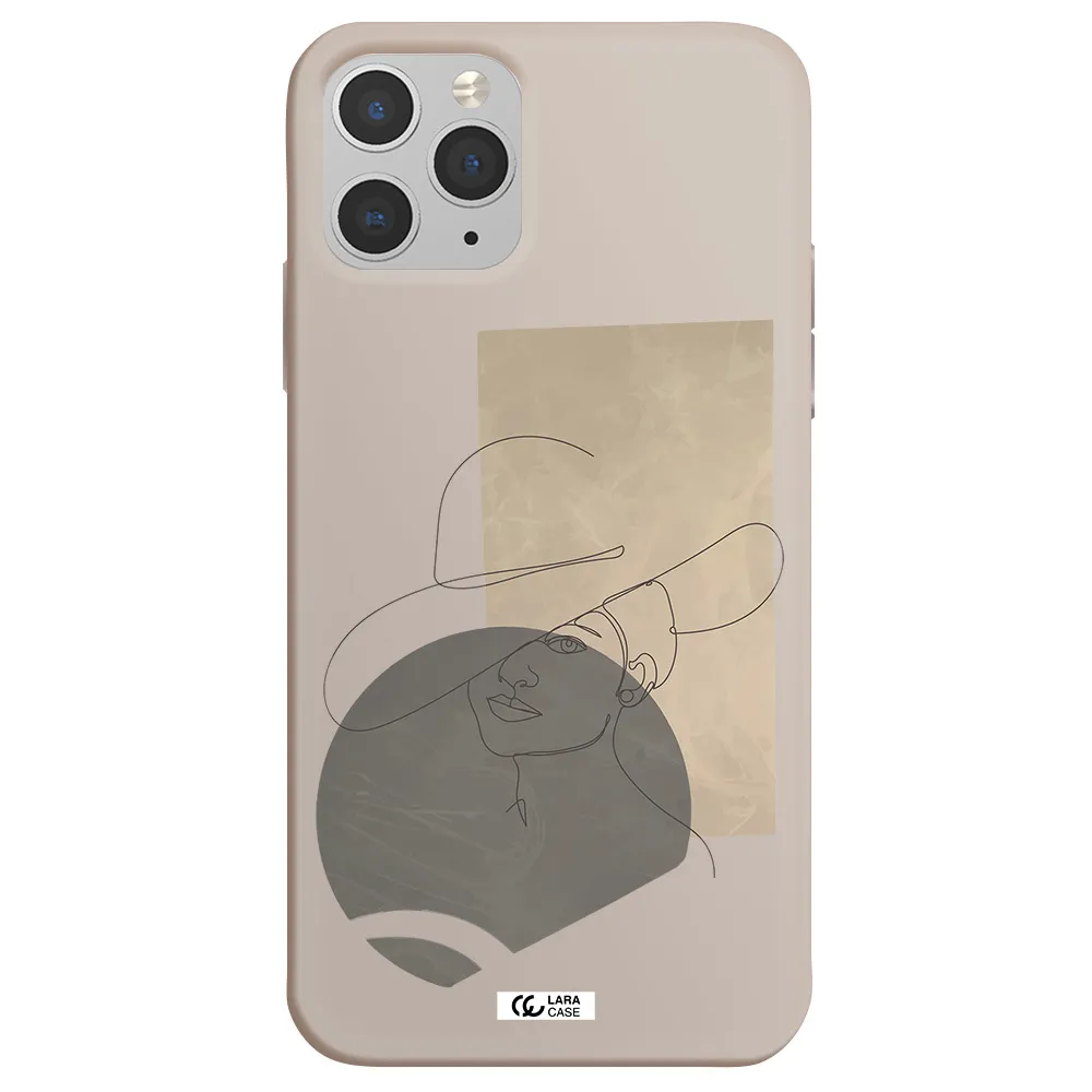 The Lady In The Hat Line Art Apple iPhone 11 pro Silicone Stone Case