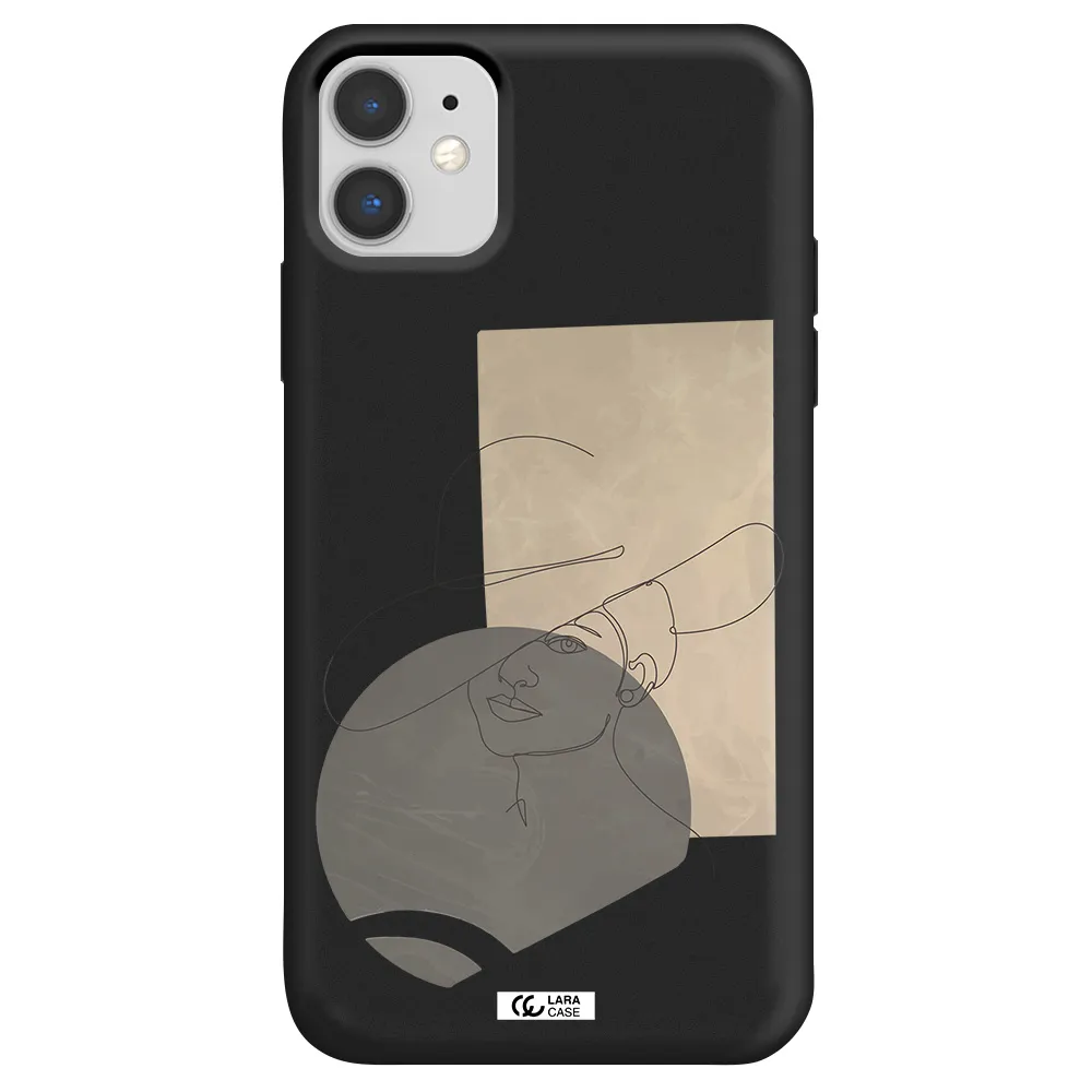 The Lady In The Hat Line Art Apple iPhone 11 Silicone black Case
