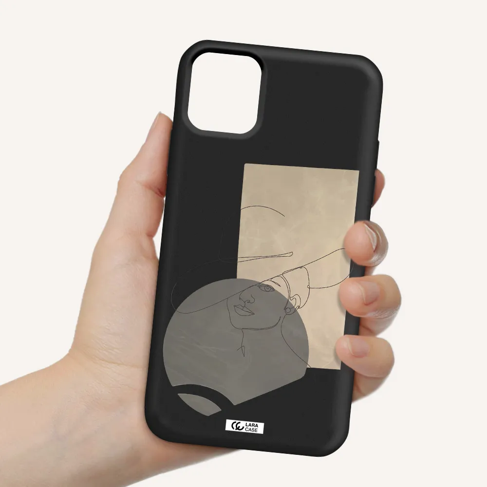 The Lady In The Hat Line Art Apple iPhone 11 Silicone black Case