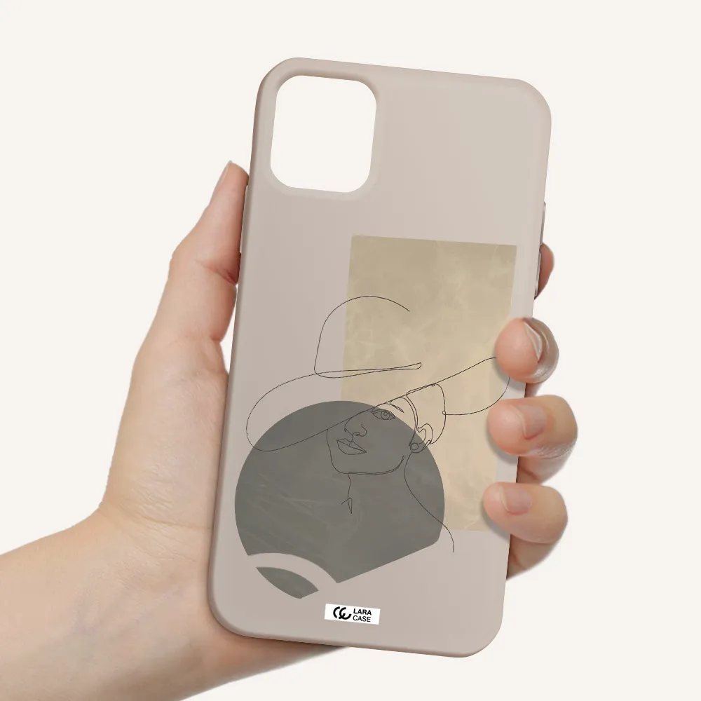 The Lady In The Hat Line Art Apple iPhone 11 Silicone Stone Case