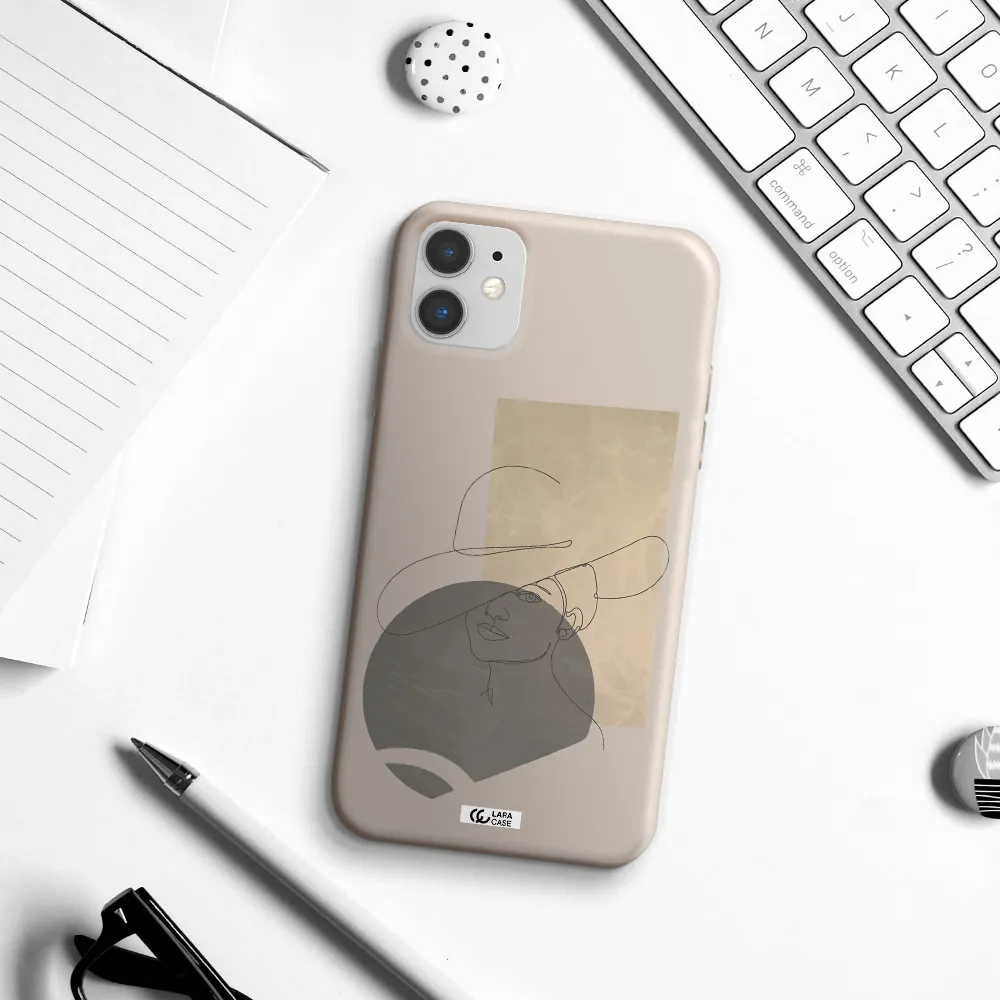 The Lady In The Hat Line Art Apple iPhone 11 Silicone Stone Case