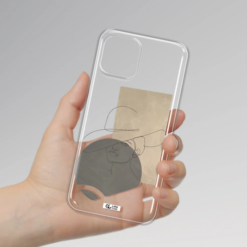 The Lady In The Hat Line Art Apple iPhone 12 Clear TPU Case