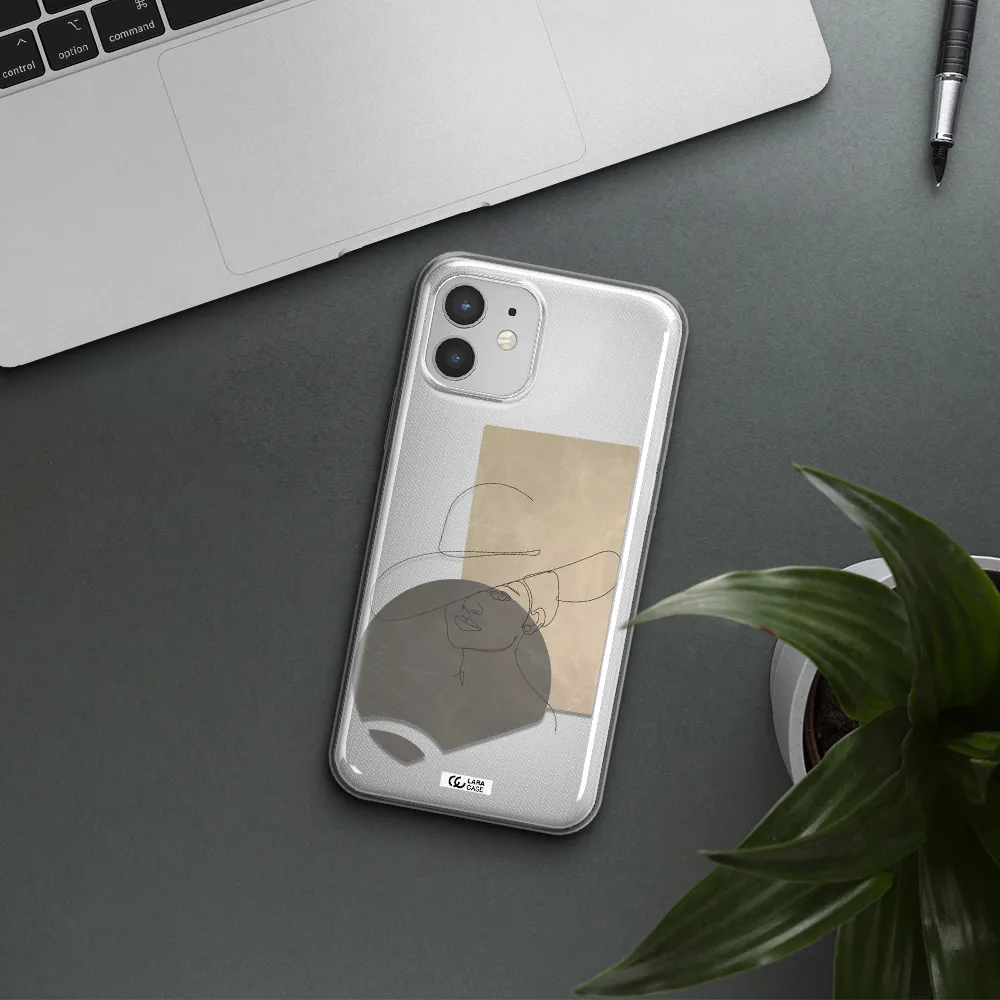 The Lady In The Hat Line Art Apple iPhone 12 Clear TPU Case