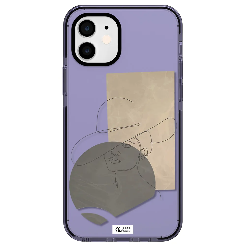 The Lady In The Hat Line Art Apple iPhone 12 impact Lilac Case