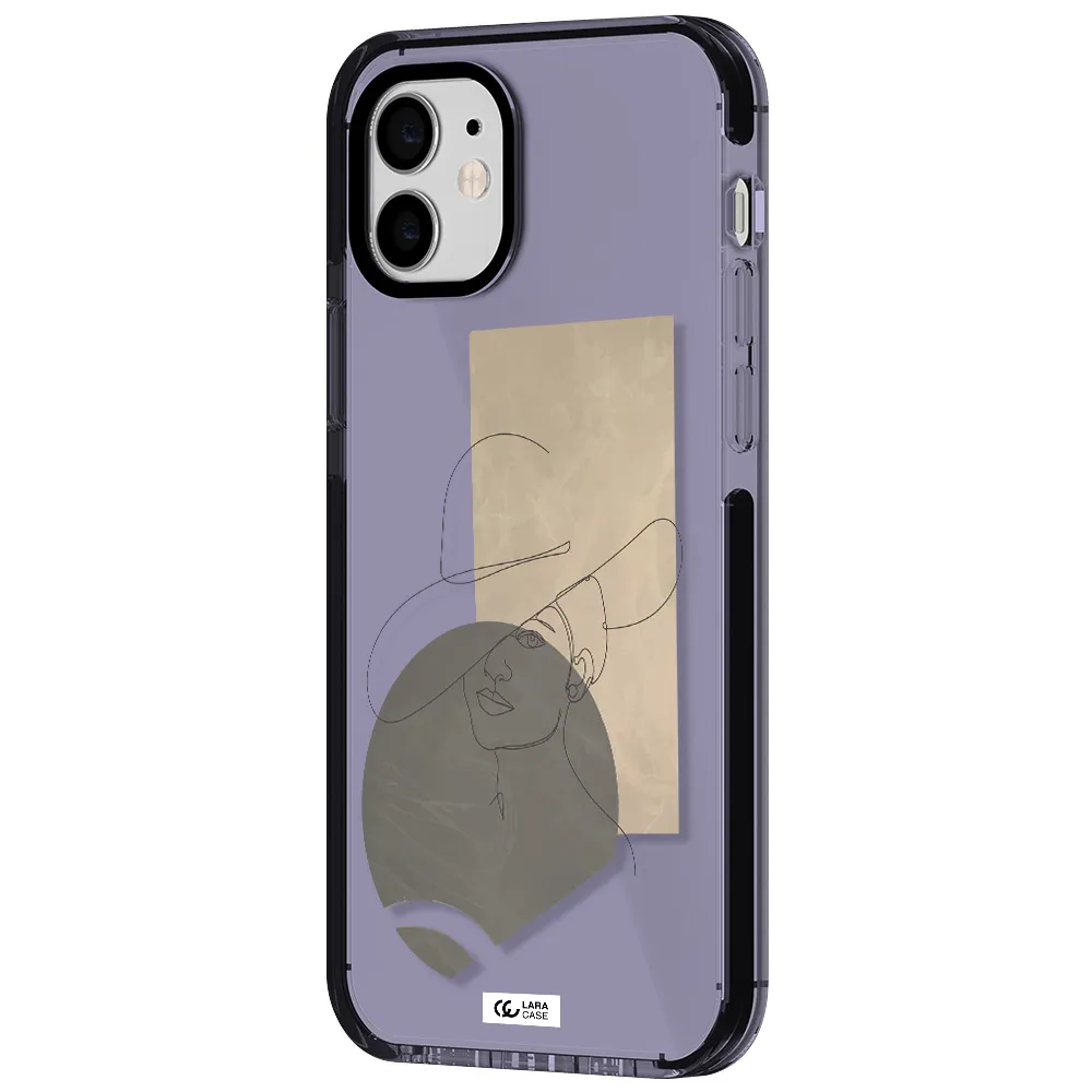 The Lady In The Hat Line Art Apple iPhone 12 impact Lilac Case