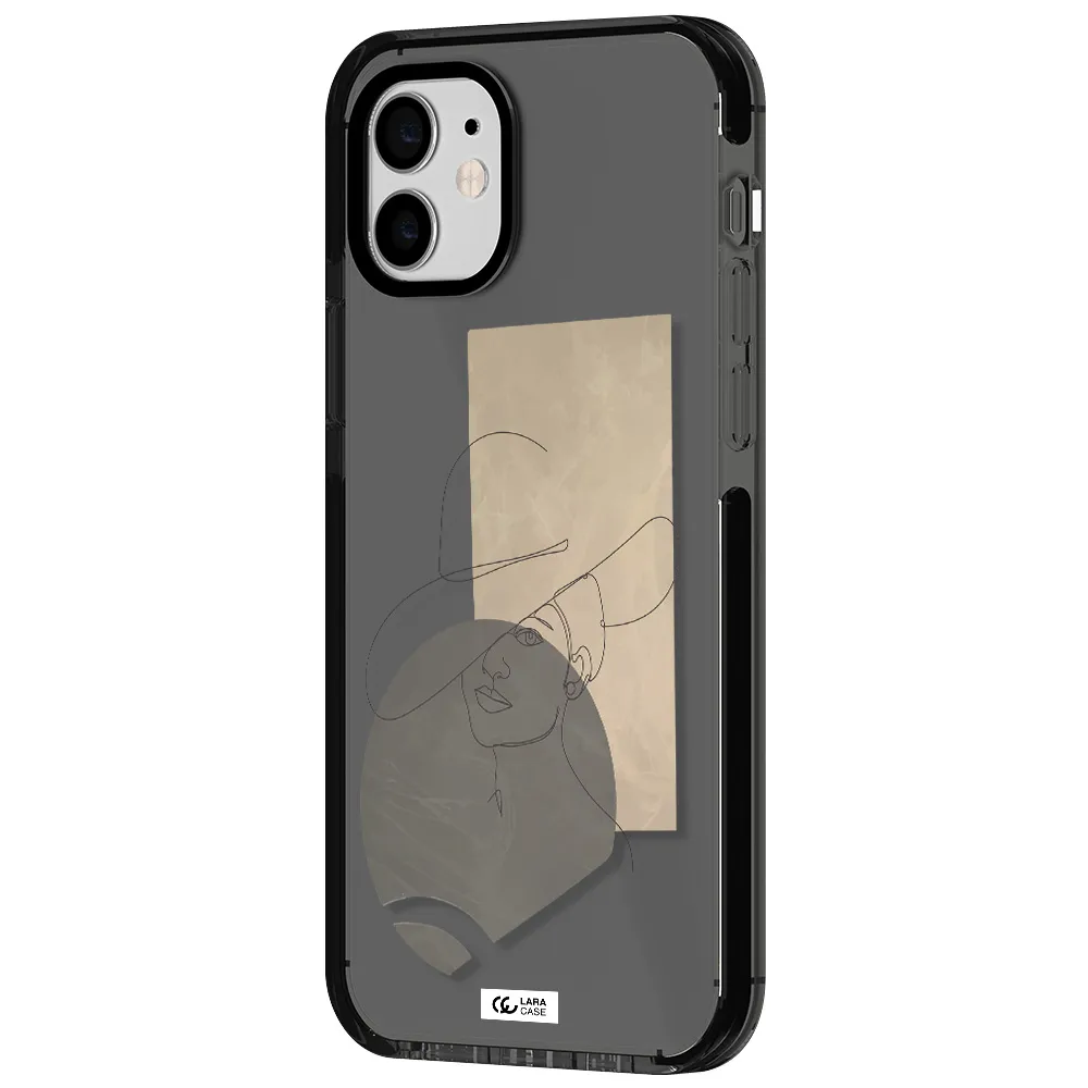 The Lady In The Hat Line Art Apple iPhone 12 impact Smoke Black Case