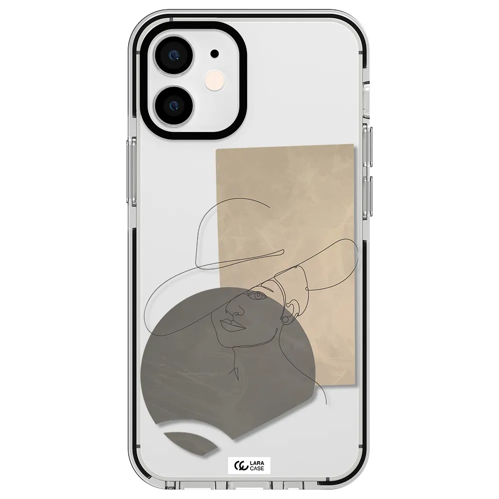 The Lady In The Hat Line Art Apple iPhone 12 mini impact black border Case