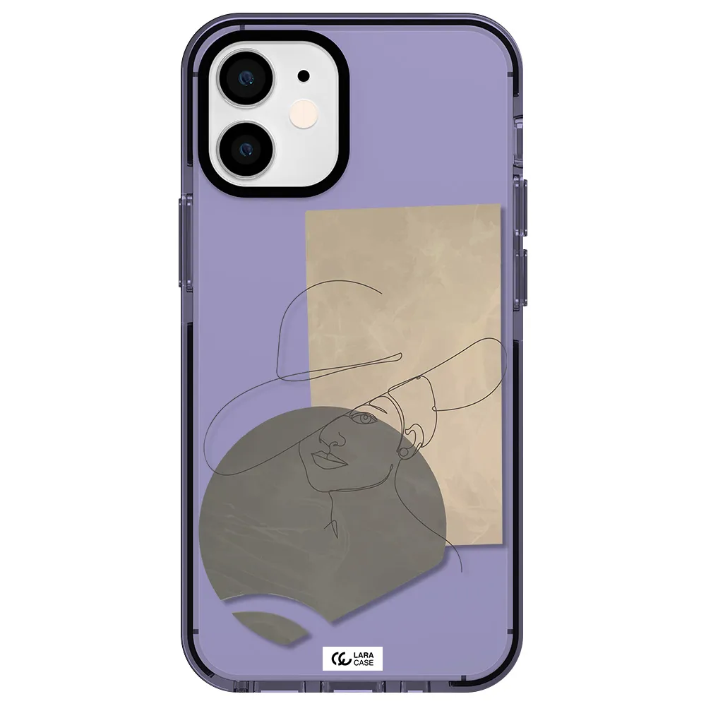 The Lady In The Hat Line Art Apple iPhone 12 mini impact Lilac Case