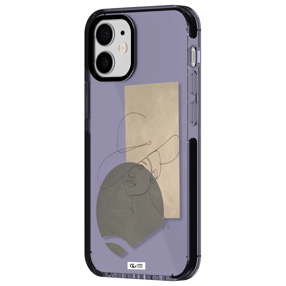 The Lady In The Hat Line Art Apple iPhone 12 mini impact Lilac Case