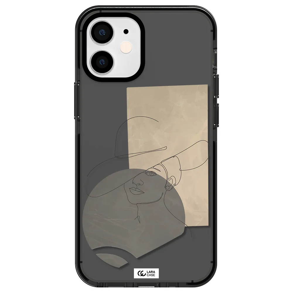 The Lady In The Hat Line Art Apple iPhone 12 mini impact Smoke Black Case