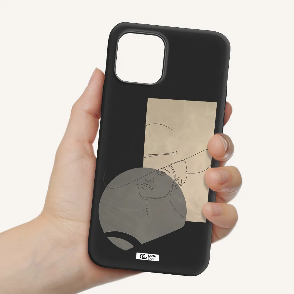 The Lady In The Hat Line Art Apple iPhone 12 mini Silicone black Case