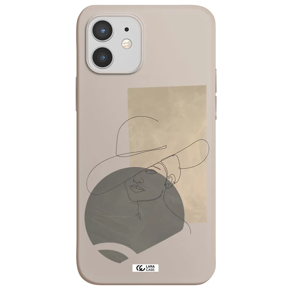 The Lady In The Hat Line Art Apple iPhone 12 mini Silicone Stone Case