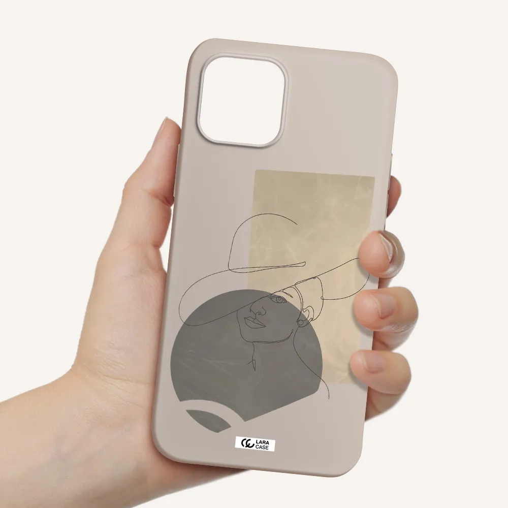The Lady In The Hat Line Art Apple iPhone 12 mini Silicone Stone Case
