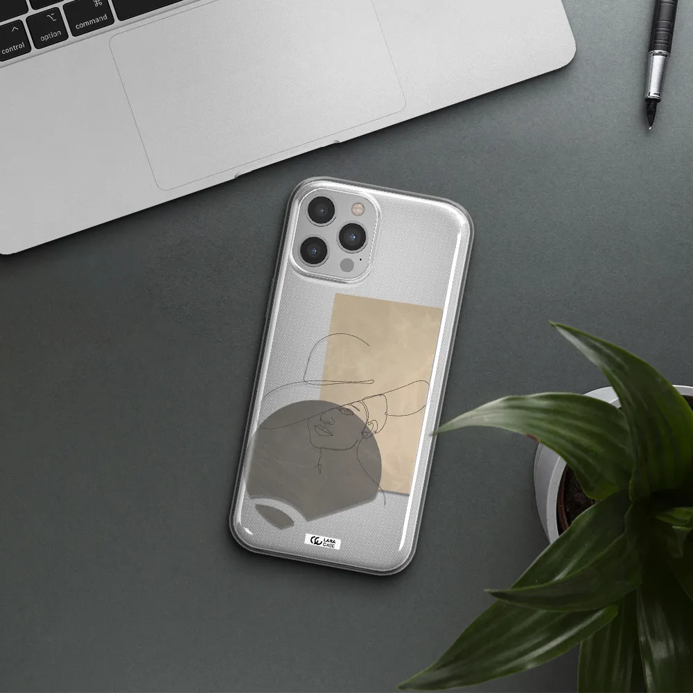 The Lady In The Hat Line Art Apple iPhone 12 pro Clear TPU Case