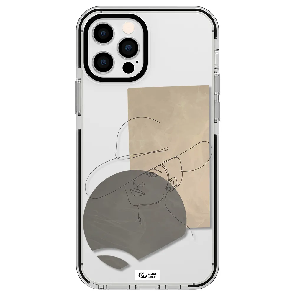 The Lady In The Hat Line Art Apple iPhone 12 pro impact black border Case