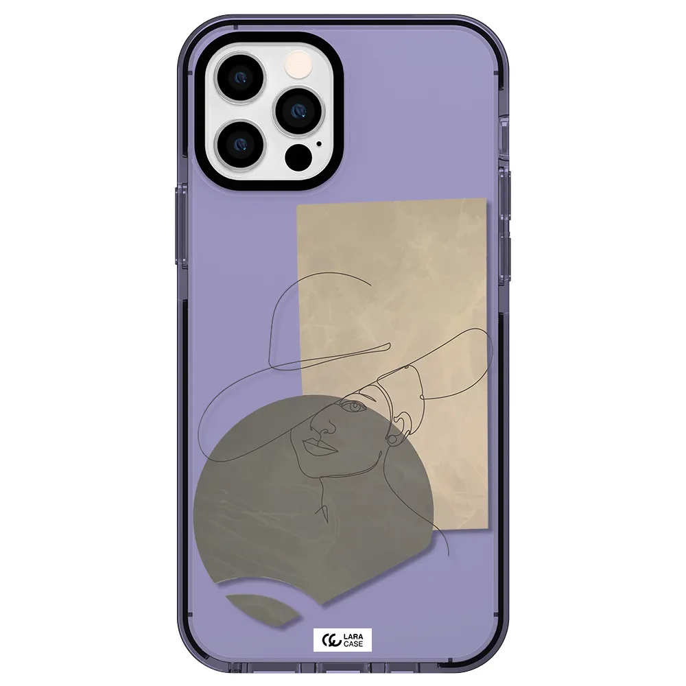 The Lady In The Hat Line Art Apple iPhone 12 pro impact Lilac Case