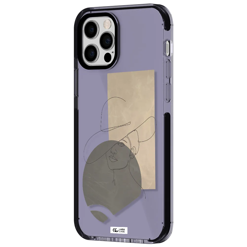 The Lady In The Hat Line Art Apple iPhone 12 pro impact Lilac Case