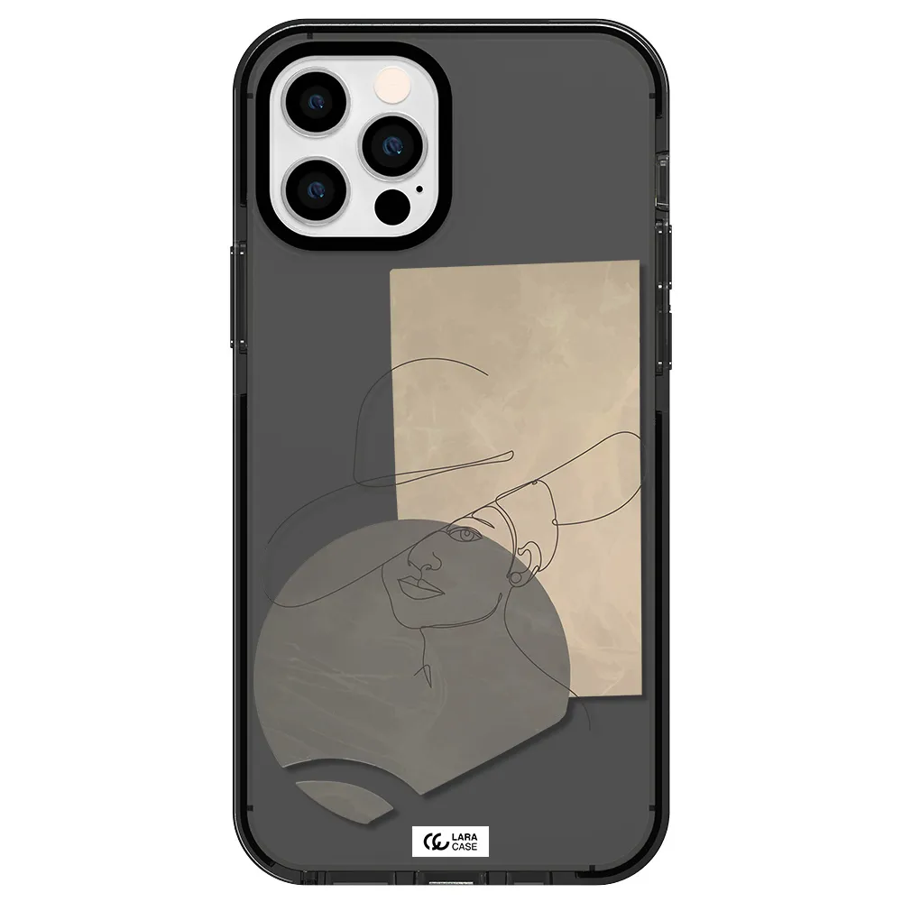 The Lady In The Hat Line Art Apple iPhone 12 pro impact Smoke Black Case