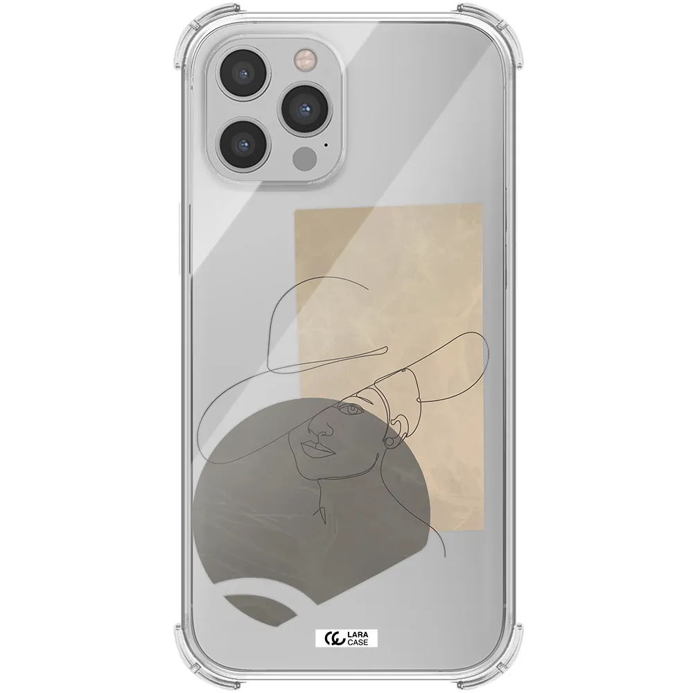The Lady In The Hat Line Art Apple iPhone 12 pro max Clear PC Case