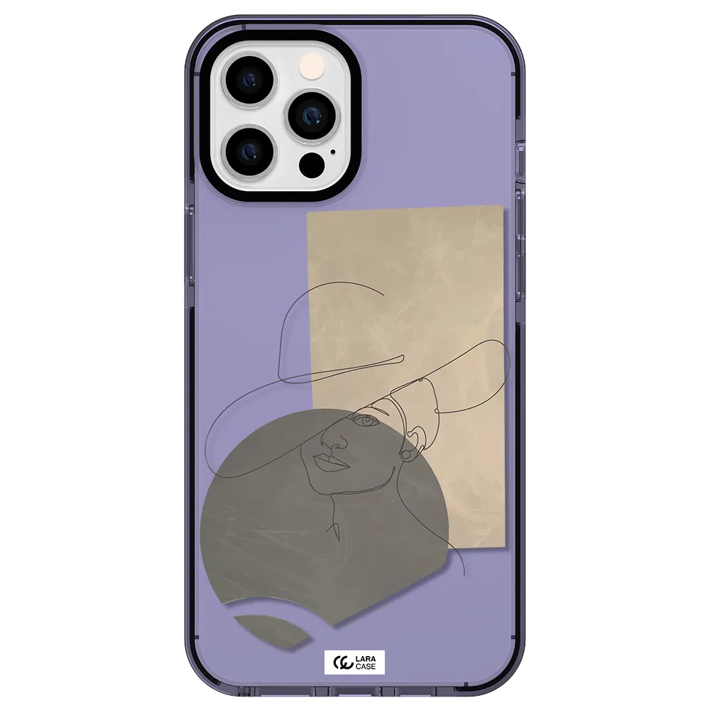 The Lady In The Hat Line Art Apple iPhone 12 pro max impact Lilac Case