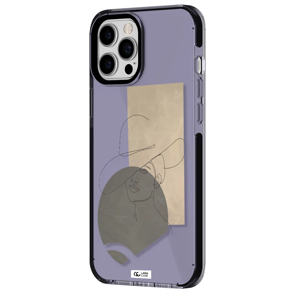 The Lady In The Hat Line Art Apple iPhone 12 pro max impact Lilac Case