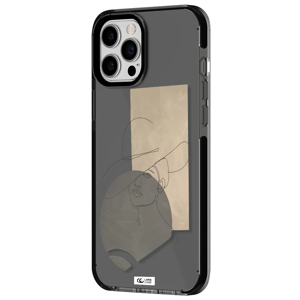 The Lady In The Hat Line Art Apple iPhone 12 pro max impact Smoke Black Case
