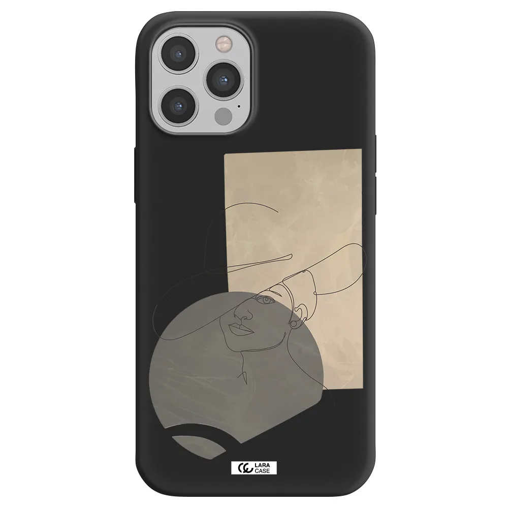 The Lady In The Hat Line Art Apple iPhone 12 pro max Silicone black Case
