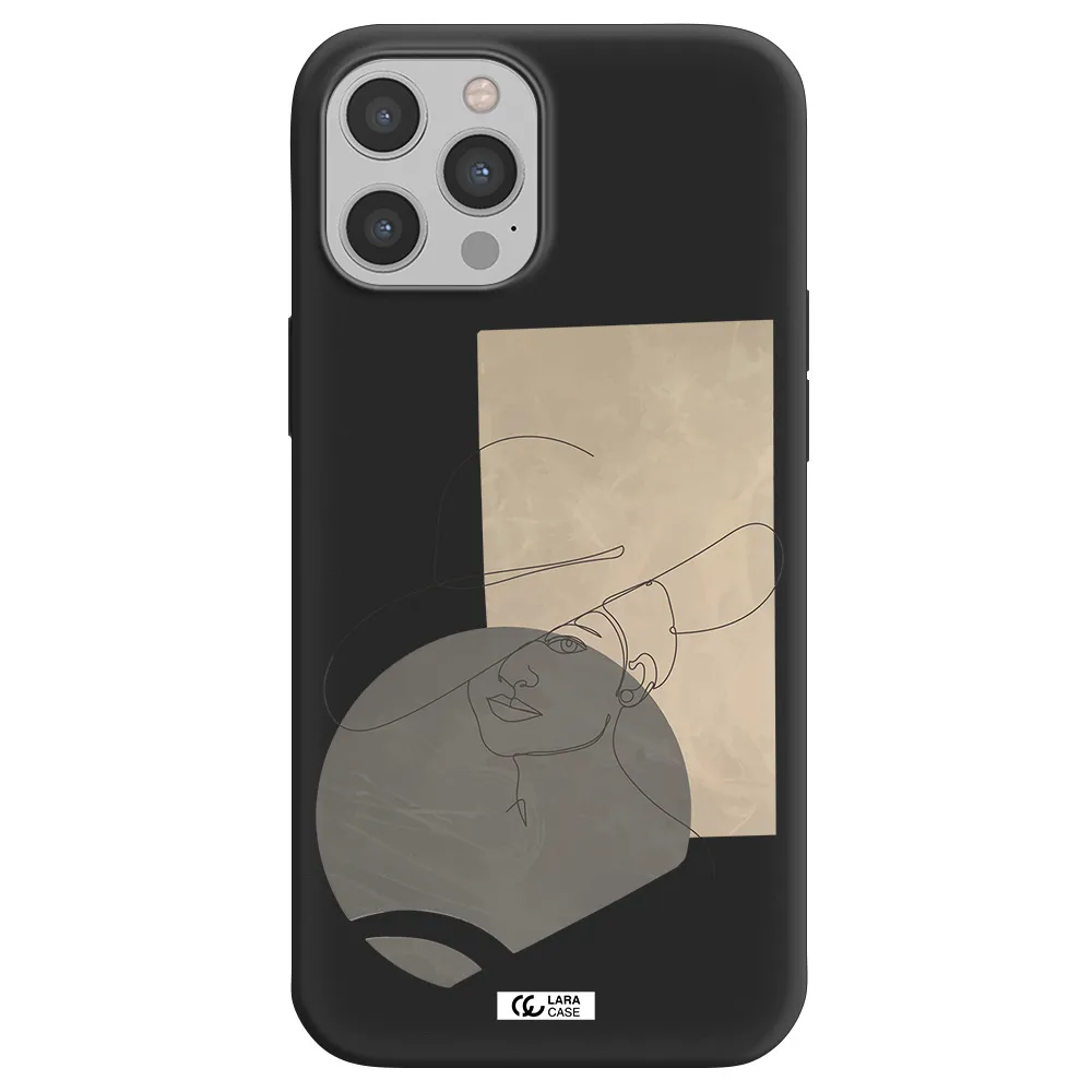 The Lady In The Hat Line Art Apple iPhone 12 pro Silicone black Case