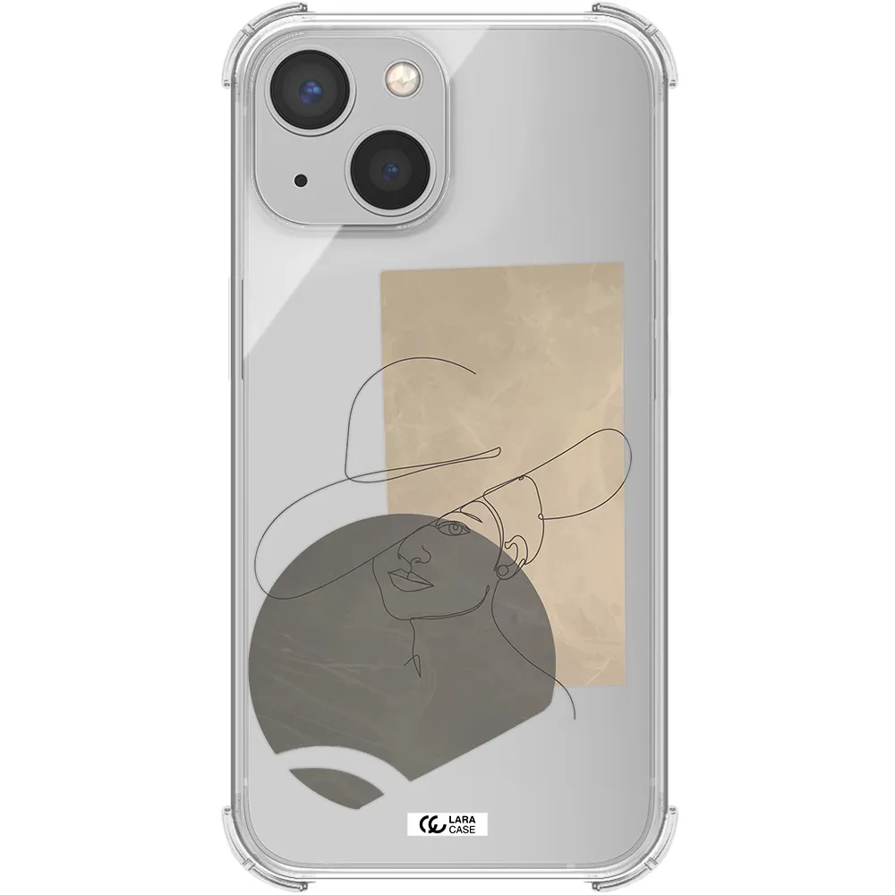 The Lady In The Hat Line Art Apple iPhone 13 Clear PC Case