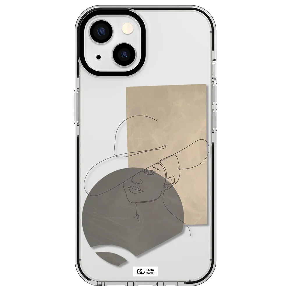 The Lady In The Hat Line Art Apple iPhone 13 impact black border Case