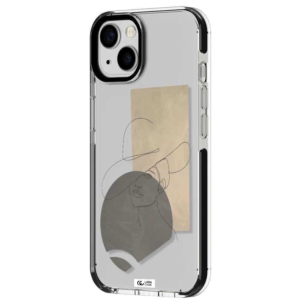The Lady In The Hat Line Art Apple iPhone 13 impact black border Case