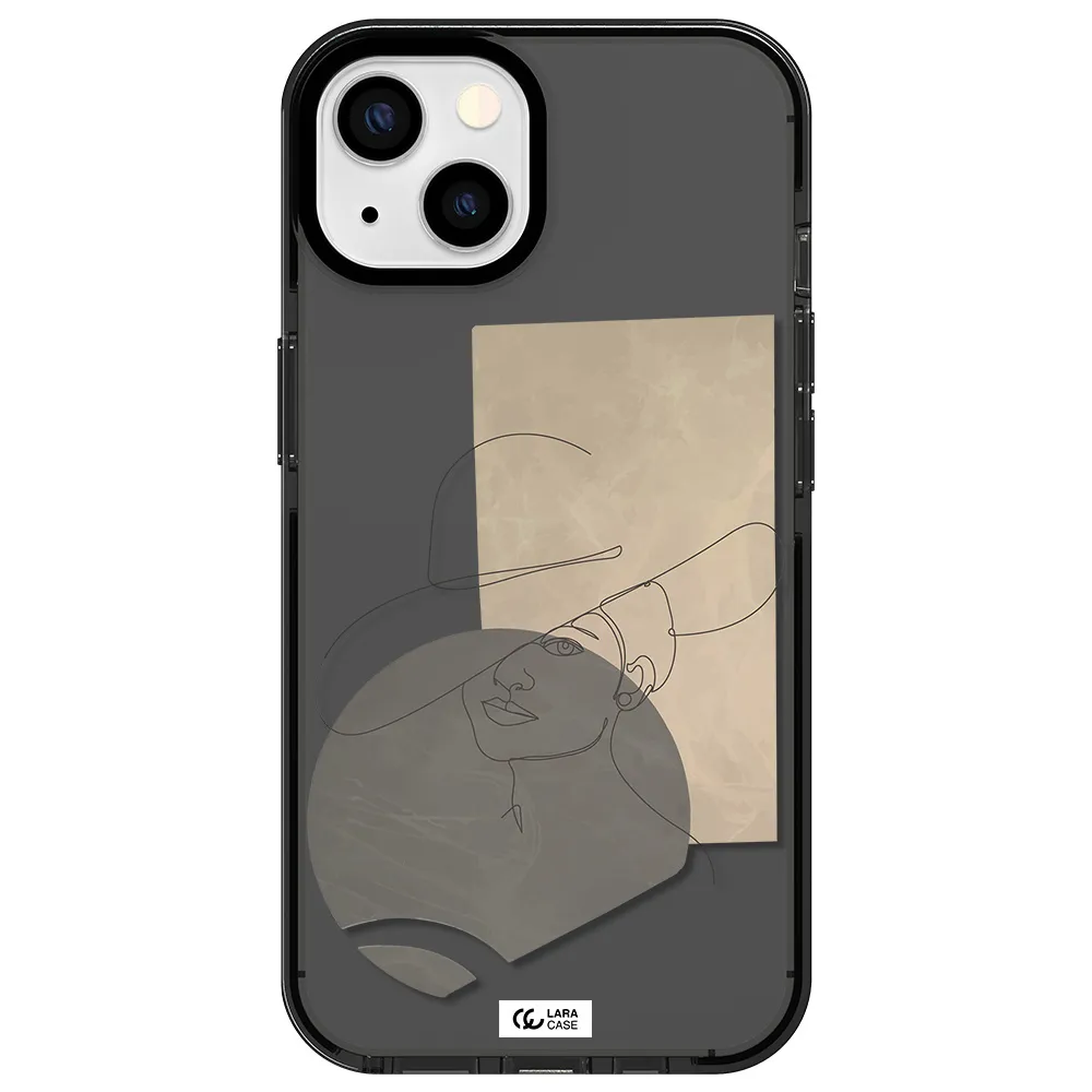 The Lady In The Hat Line Art Apple iPhone 13 impact Smoke Black Case