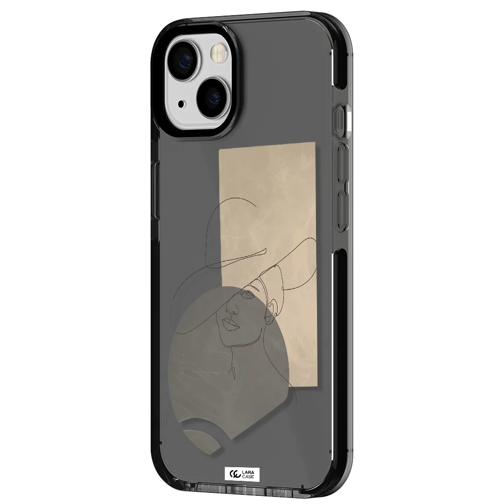 The Lady In The Hat Line Art Apple iPhone 13 impact Smoke Black Case