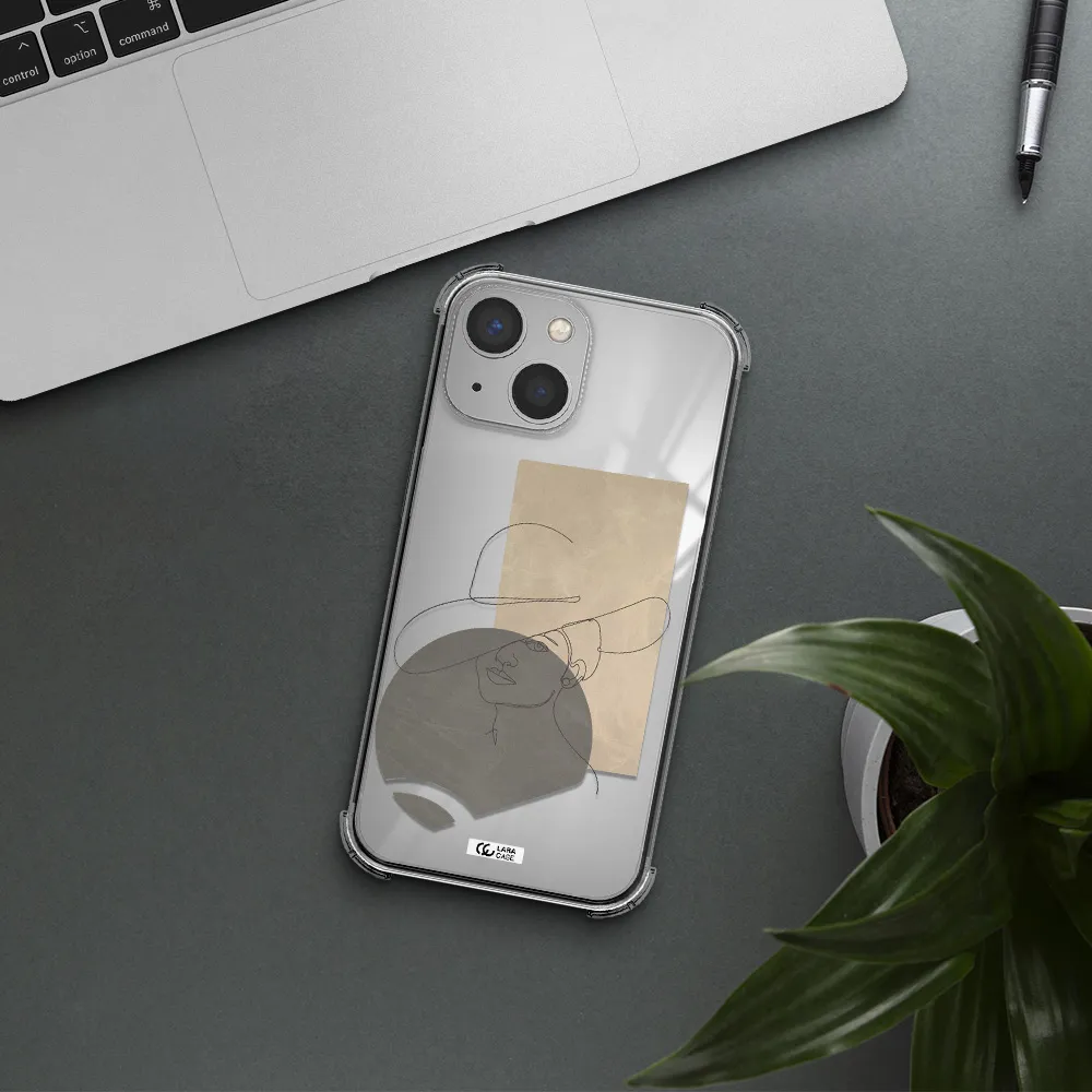 The Lady In The Hat Line Art Apple iPhone 13 mini Clear PC Case