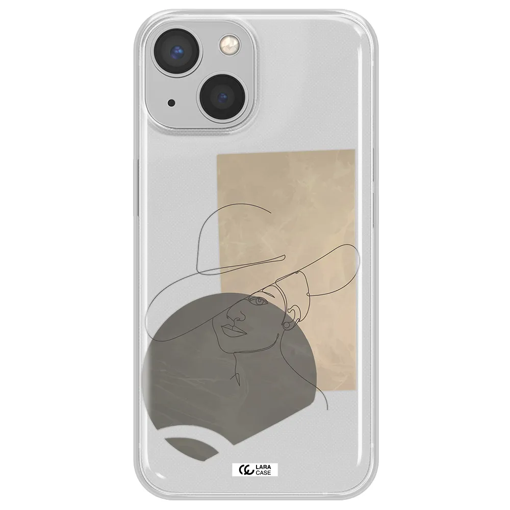 The Lady In The Hat Line Art Apple iPhone 13 mini Clear TPU Case
