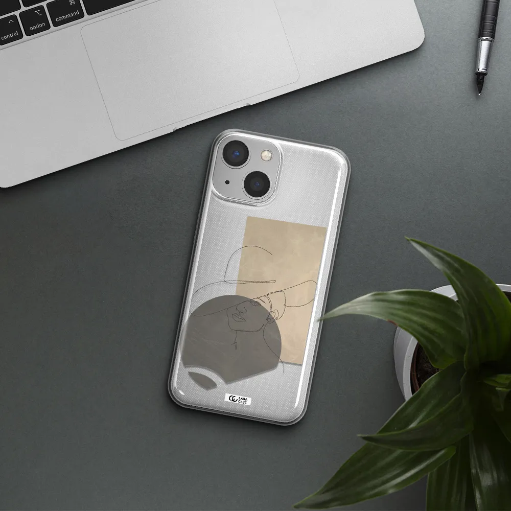 The Lady In The Hat Line Art Apple iPhone 13 mini Clear TPU Case